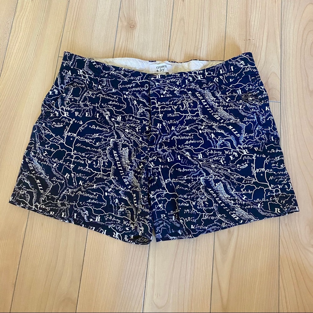 Crown & Ivy Navy World Map Chino Shorts, 4